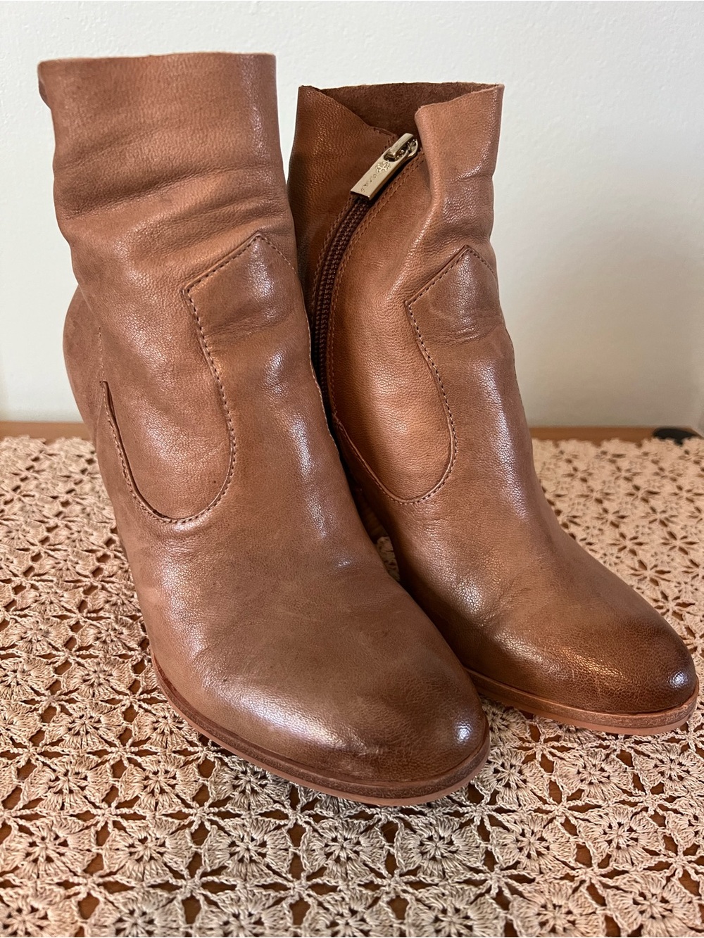 Lani Chestnut Brown Leather Ankle Booties